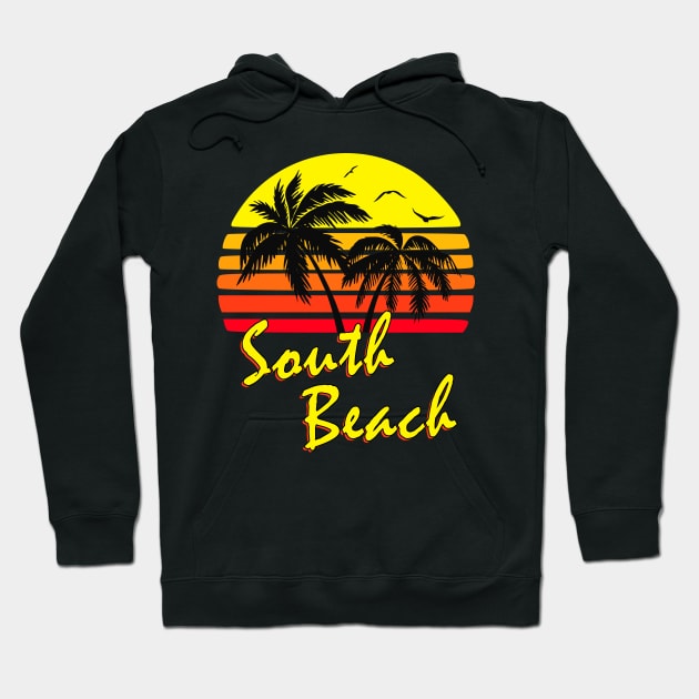 South Beach Retro Sunset Hoodie by Nerd_art